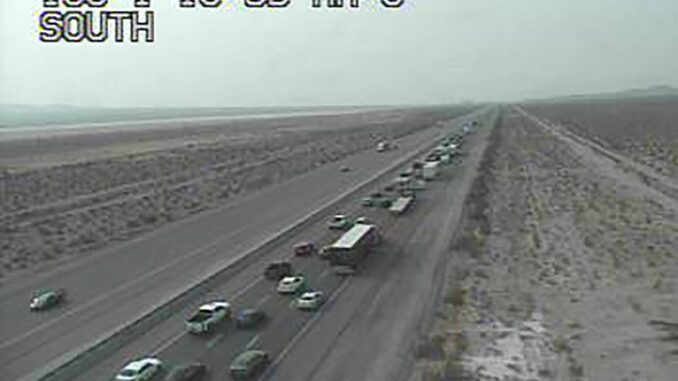 I-15 southbound slows at Primm as holiday weekend ends